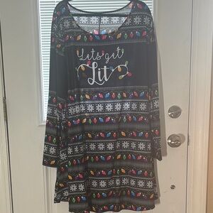 Festive Black Long Sleeve Dress with Colorful Lights
